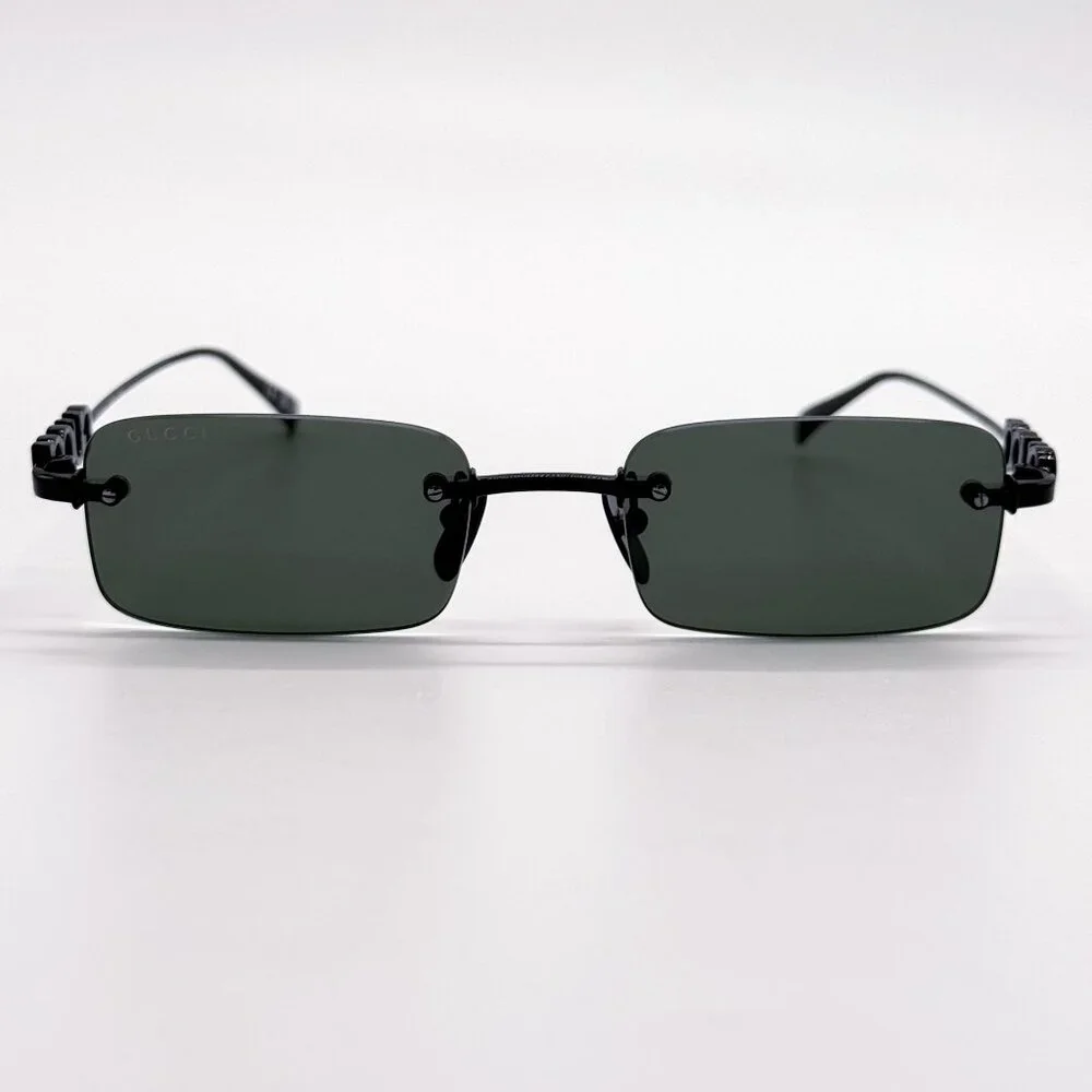 NEW GUCCI SUNGLASSES BLACK UNISEX RECTANGLE EYEWEAR GUCCI GG1808S 001